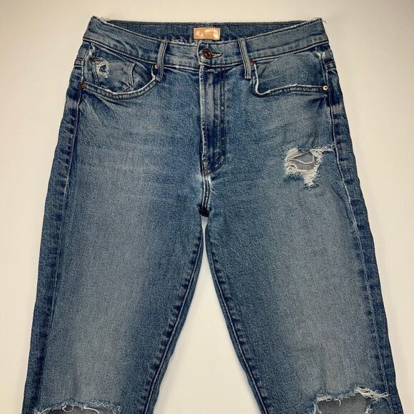 MOTHER the Insider Ankle distressed Jeans Bloom and Doom Wash Mid Rise Size 28 - Picture 3 of 16